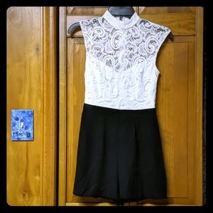 Black and White lace romper